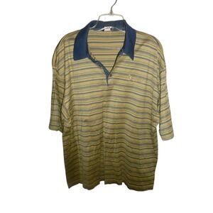 Como Sport Mens Polo Shirt Large Yellow Blue Striped‎ Wailea Maui Hawaii Italy